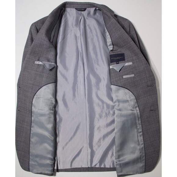 Banana Republic Gray Plaid Blazer Sport Coat 100% Wool Tailored Fit Men Size 42R - Picture 11 of 14